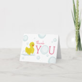 Rubber Duck Bubbles Baby shower Dank u Roze Bedankkaart (Voorkant)