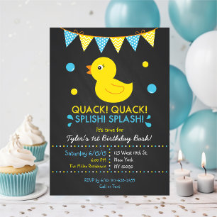 Rubber Duck Chalkboard 1st Birthday Kaart