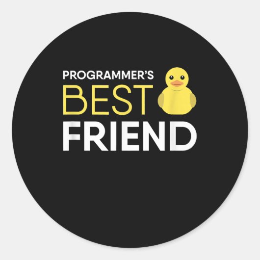 Rubber Duck Debugging Programmers Beste Vriend Ronde Sticker (Voorkant)