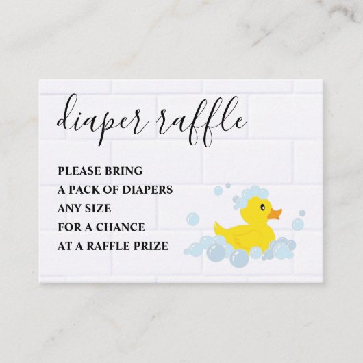 Rubber Duck Diaper Raffle Informatiekaartje (Voorkant)