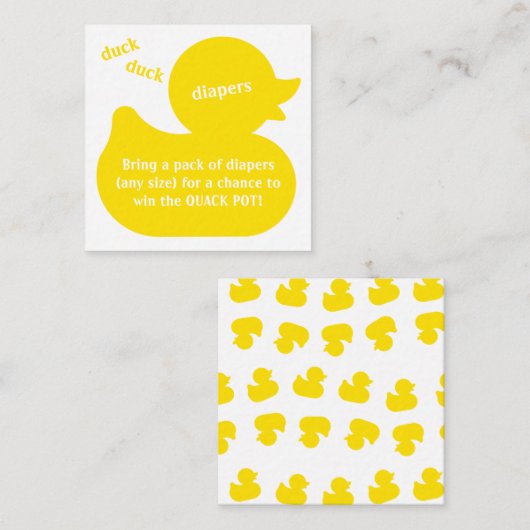 Rubber Duck Diaper Raffle Informatiekaartje (Voorkant / Achterkant)