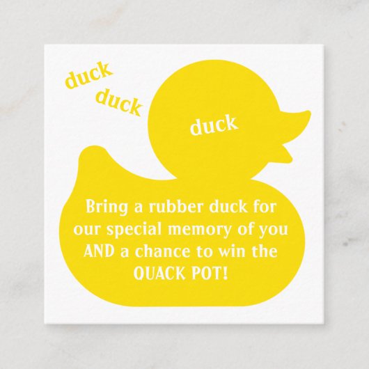 Rubber Duck Diaper Raffle Informatiekaartje (Voorkant)