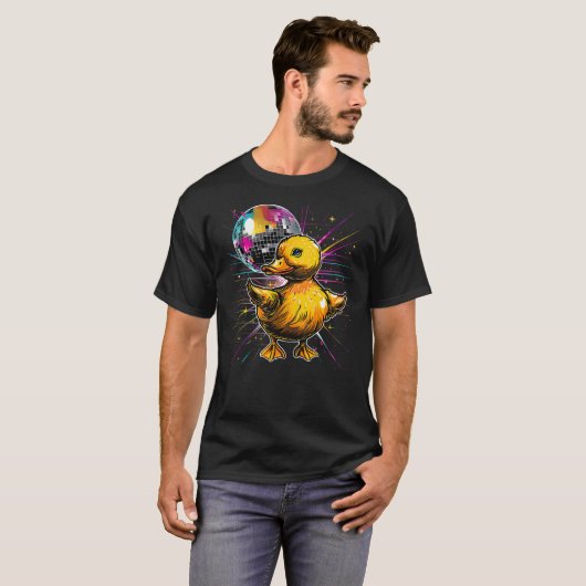 Rubber Duck Disco Dancing Disco Ball Music Rubber  T-shirt (Voorkant volledig)
