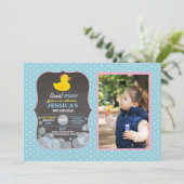 Rubber Duck Ducky Bubble Birthday Blue Kaart (Staand voorkant)