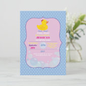 Rubber Duck Ducky Bubble Birthday Party Invite Kaart (Staand voorkant)