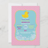 Rubber Duck Ducky Bubble Birthday Party Invite Kaart (Voorkant)