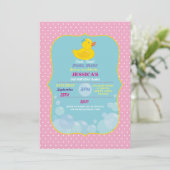 Rubber Duck Ducky Bubble Birthday Party Invite Kaart (Staand voorkant)