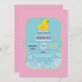Rubber Duck Ducky Bubble Birthday Party Invite Kaart (Voorkant / Achterkant)