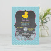 Rubber Duck Ducky Bubble Birthday Party Invite Kaart (Staand voorkant)