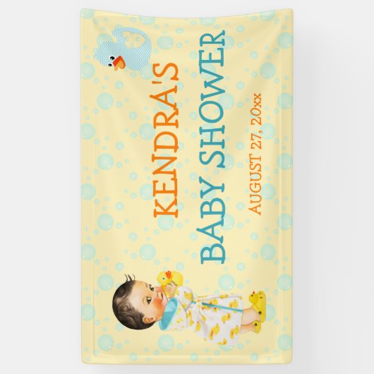 Rubber Duck Ducky Bubbles Geslacht Neutraal Geel Spandoek (Verticaal)