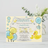 Rubber Duck Ducky Diaper Baby shower Uitnodiging (Staand voorkant)