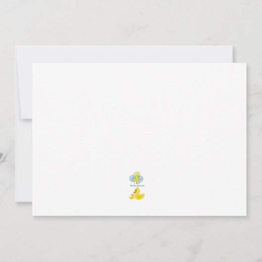 Rubber Duck Ducky Diaper Baby shower Uitnodiging (Achterkant)