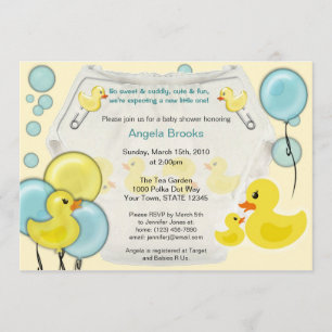 Rubber Duck Ducky Diaper Baby shower Uitnodiging