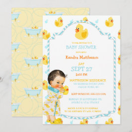 Rubber Duck Ducky Gender Neutral Aqua Yellow Kaart