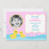 Rubber Duck Ducky Photo Birthday Invitations Kaart (Voorkant)