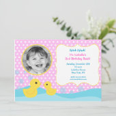 Rubber Duck Ducky Photo Birthday Invitations Kaart (Staand voorkant)