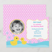 Rubber Duck Ducky Photo Birthday Invitations Kaart (Voorkant / Achterkant)