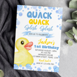 Rubber Duck Een 1e Verjaardag uitnodiging