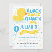 Rubber Duck Eerste verjaardag Blauwe Geel Kaart (Voorkant)