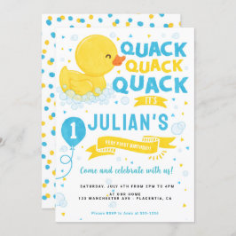 Rubber Duck Eerste verjaardag Blauwe Geel Kaart