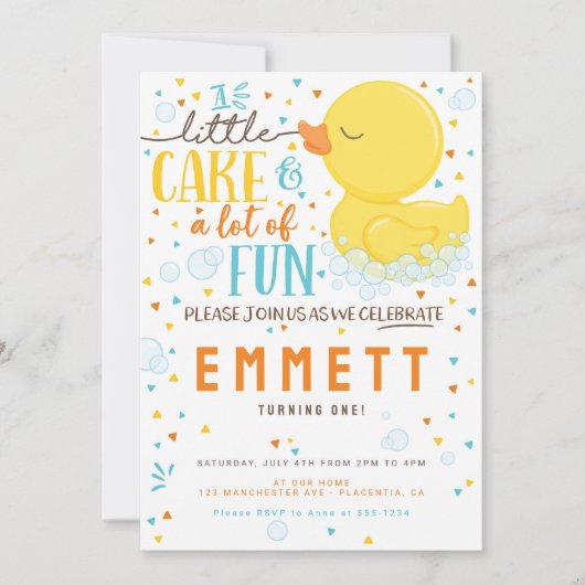 Rubber Duck Eerste verjaardag Blauwe Geel Kaart (Voorkant)