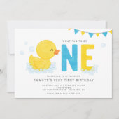 Rubber Duck Eerste verjaardag Blauwe Geel Kaart (Voorkant)