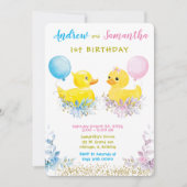 Rubber Duck Eerste Verjaardagskaarten voor Twins Kaart (Voorkant)