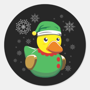 Rubber Duck Elf Kerstmis. Quack Rubber Ducky Ronde Sticker