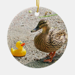 Rubber Duck en Moeder Duck Keramisch Ornament