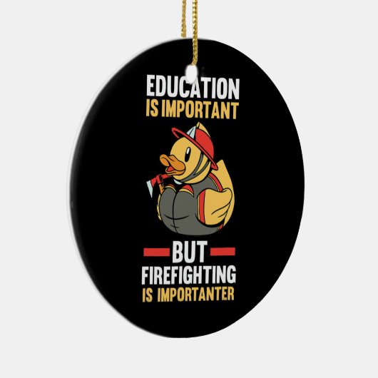 Rubber Duck Fireman Firefighter Keramisch Ornament (Rechts)
