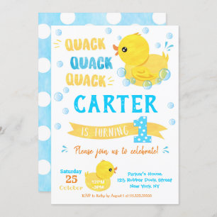 Rubber Duck First Birthday Invitations Kaart