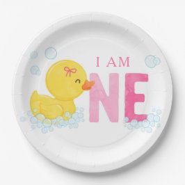 Rubber Duck First Birthday Papieren Bordje