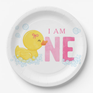 Rubber Duck First Birthday Papieren Bordje