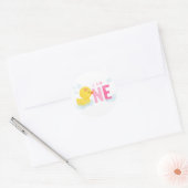 Rubber Duck First Birthday Ronde Sticker (Envelop)