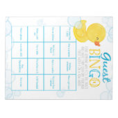 Rubber Duck Gast Bingo Baby shower Game Pack Notitieblok (Voorkant)