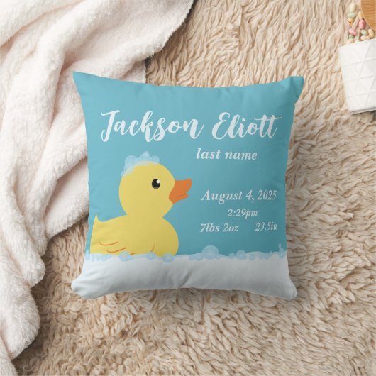 Rubber Duck Gender Neutral Newborn Baby Stats Kussen (Deken)