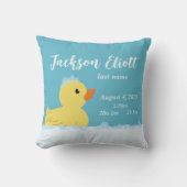 Rubber Duck Gender Neutral Newborn Baby Stats Kussen (Voorkant)