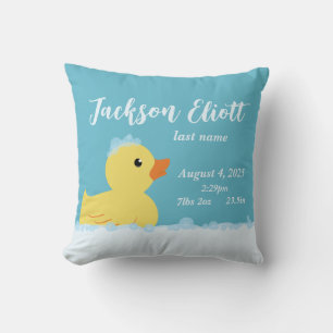 Rubber Duck Gender Neutral Newborn Baby Stats Kussen