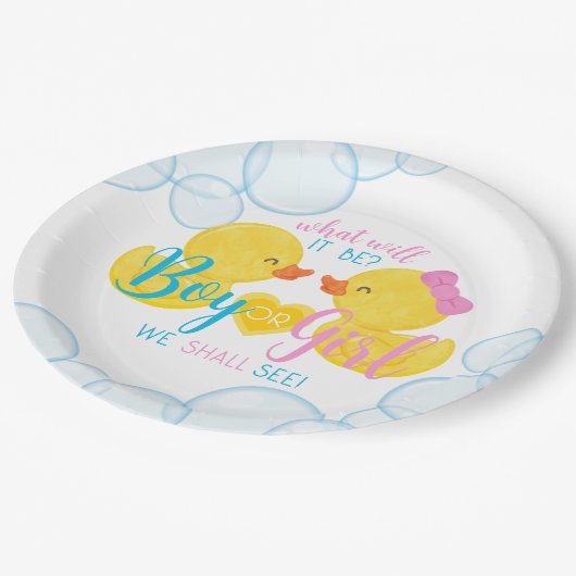 Rubber Duck Geslacht Neutraal of Onthul Partij Papieren Bordje (Gekanteld)