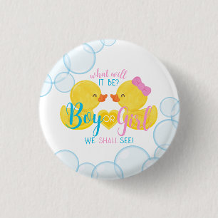 Rubber Duck Geslacht Neutraal of Onthul Partij Ronde Button 3,2 Cm