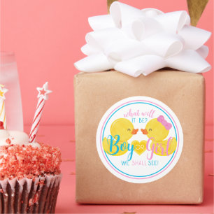 Rubber Duck Geslacht Neutraal of Onthul Partij Ronde Sticker