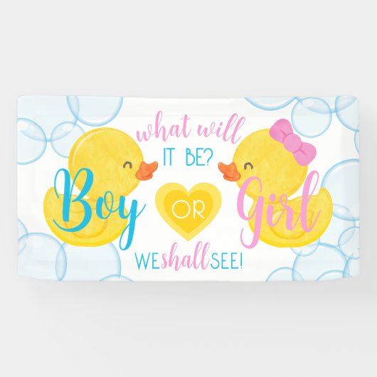 Rubber Duck Geslacht Neutraal of Onthul Partij Spandoek (Horizontaal)