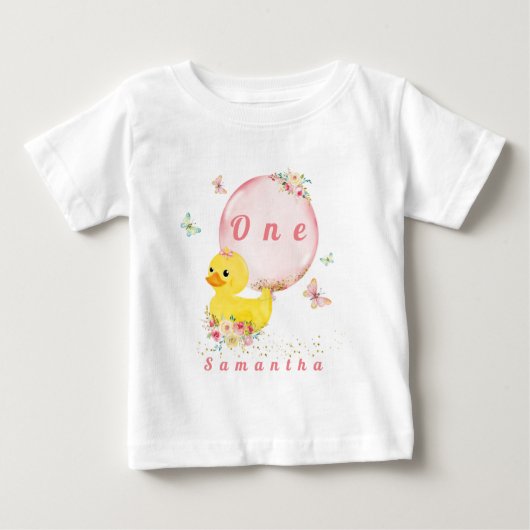 RUBBER DUCK Girl First Birthday T-Shirt Baby (Voorkant)