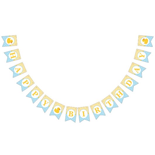 Rubber Duck Happy Birthday Bunting – Blauw & Geel Vlaggetjes (Alle)