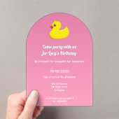 Rubber Duck In Pink - Verjaardagsfeestje Acryl Uitnodigingen (Insitu (Draagbaar))