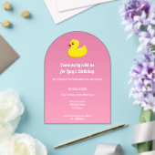 Rubber Duck In Pink - Verjaardagsfeestje Acryl Uitnodigingen (Insitu (Huwelijk))