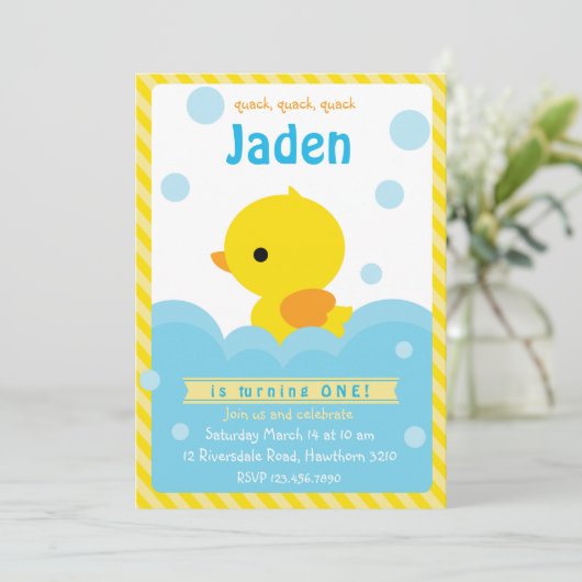 Rubber Duck Invitation / Duck Invitation Kaart (Staand voorkant)