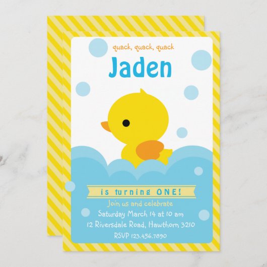 Rubber Duck Invitation / Duck Invitation Kaart (Voorkant / Achterkant)
