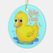 Rubber Duck kerstversiering Keramisch Ornament (Links)