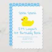 Rubber Duck Lattice First Birthday Uitnodiging (Voorkant / Achterkant)